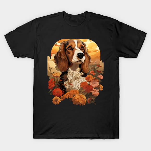 Foxhound   Dog Vintage Floral T-Shirt by BunDauVN